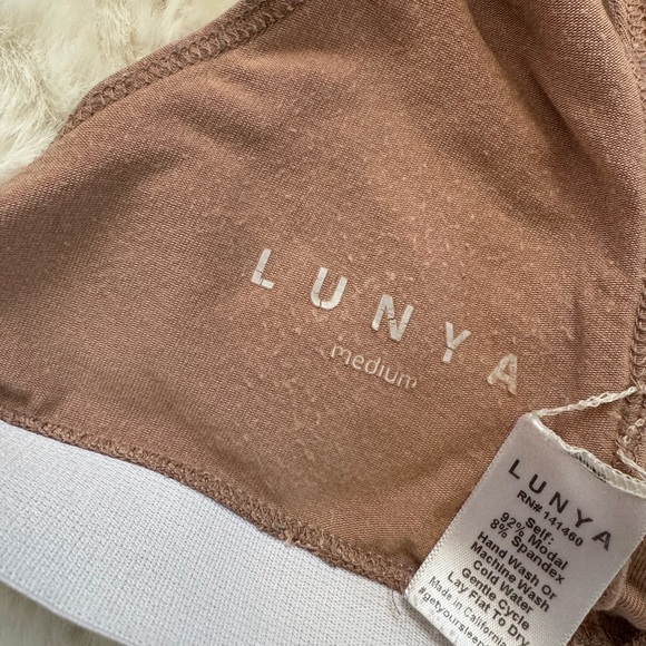Lunya Well Rounded Bra Bralette Soft Modal Cotton Tan Beige Size Medium - Picture 6 of 11